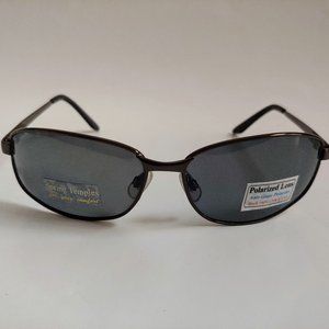 NWT Vintage 90's Large Rectangle Metal Sports Polarized Sunglass (Dark.Gunmetal)